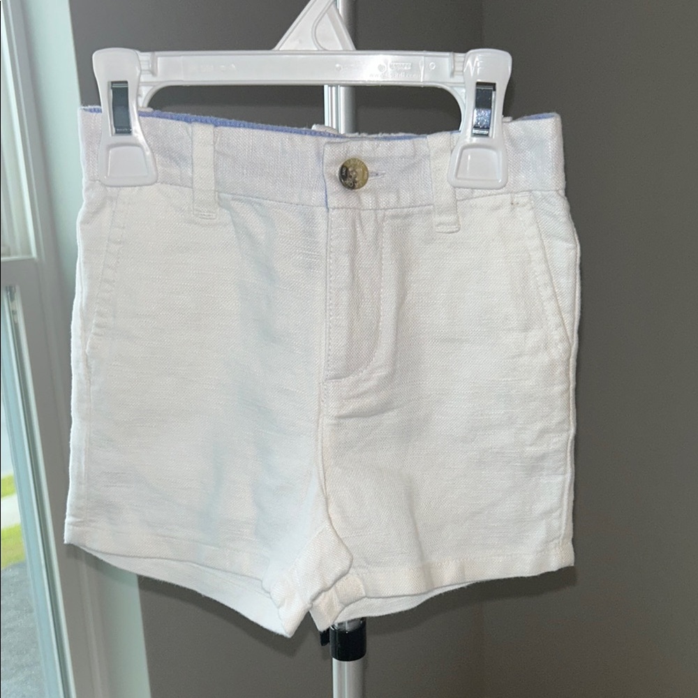 Janie and Jack Boys White Linen-Cotton Shorts 12-18 months Excellent Condition